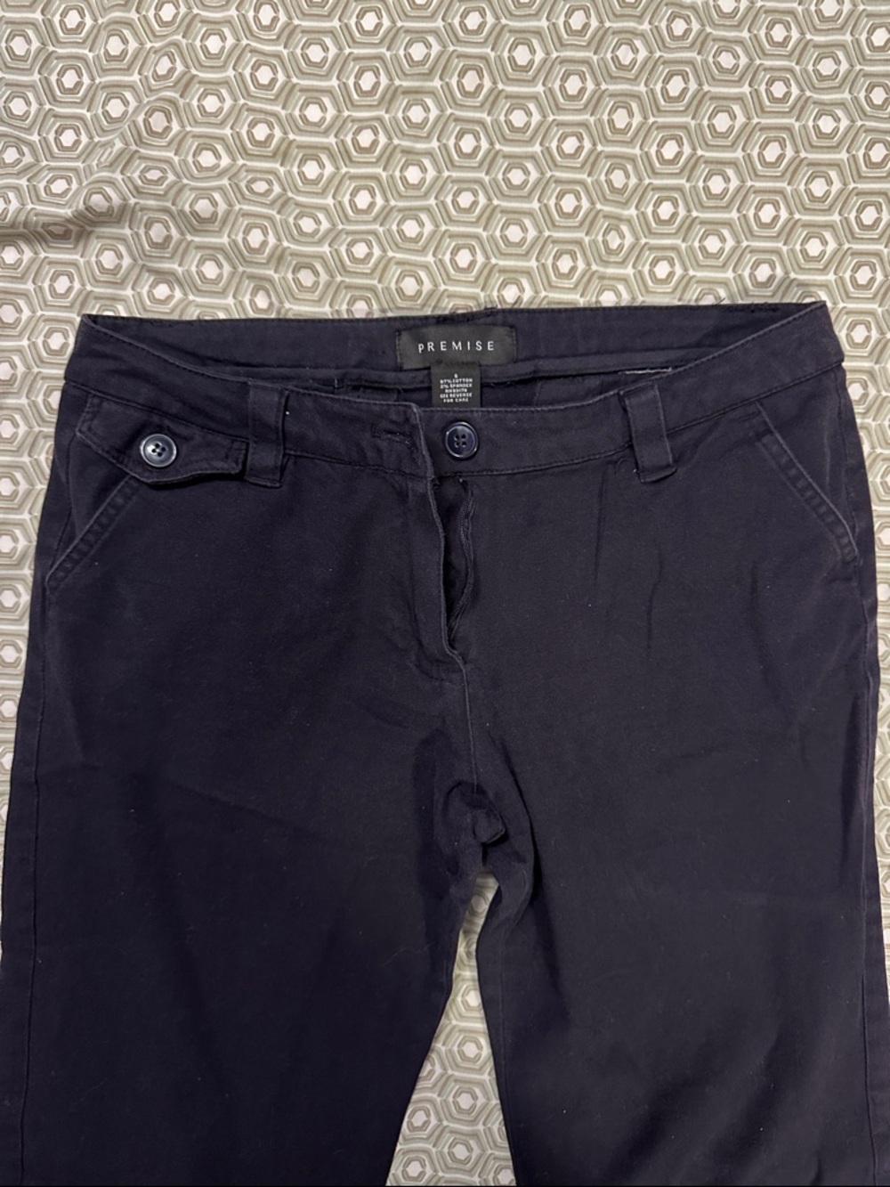 Premise Navy Black Straight-Leg Pants